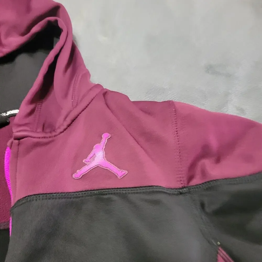 NIKE JORDAN Therma Fit Hoodie Coat Red Black Gray‎ Girls Size XL 14 Year